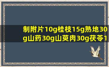 制附片10g桂枝15g熟地30g山药30g山萸肉30g茯苓15g泽泻15g丹皮...