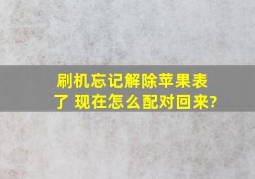 刷机忘记解除苹果表 了 现在怎么配对回来?