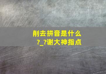 削去拼音是什么?_?谢大神指点