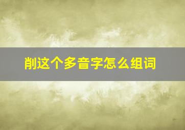 削这个多音字怎么组词