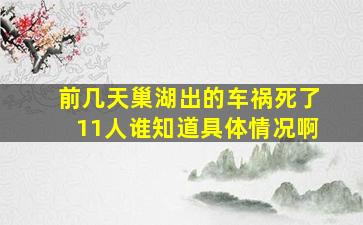 前几天巢湖出的车祸死了11人,谁知道具体情况啊