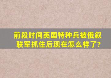 前段时间英国特种兵被俄叙联军抓住后,现在怎么样了?