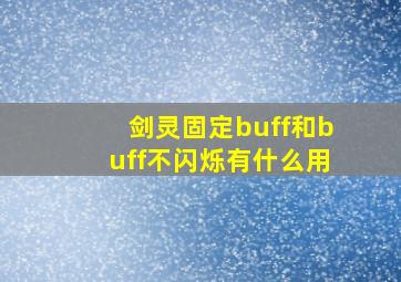 剑灵固定buff和buff不闪烁有什么用