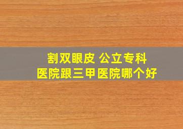 割双眼皮 公立专科医院跟三甲医院哪个好