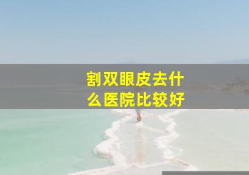 割双眼皮去什么医院比较好。