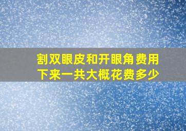 割双眼皮和开眼角费用下来一共大概花费多少