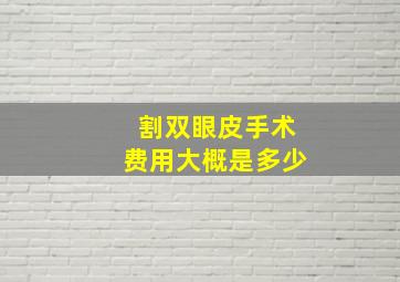 割双眼皮手术费用大概是多少