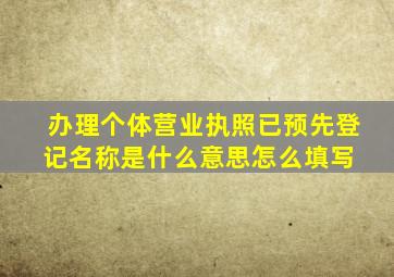 办理个体营业执照,已预先登记名称是什么意思怎么填写 