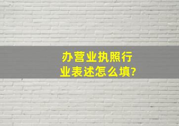 办营业执照行业表述怎么填?