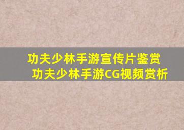 功夫少林手游宣传片鉴赏 功夫少林手游CG视频赏析