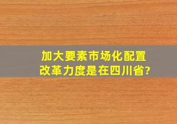 加大要素市场化配置改革力度是在四川省?