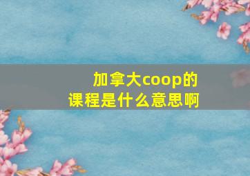 加拿大coop的课程是什么意思啊