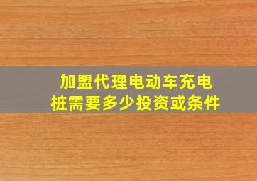 加盟代理电动车充电桩需要多少投资或条件(