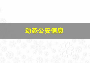 动态公安信息