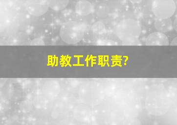 助教工作职责?