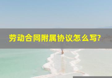 劳动合同附属协议怎么写?