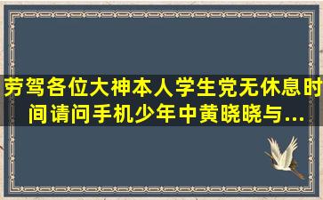 劳驾各位大神,本人学生党,无休息时间。请问《手机少年》中黄晓晓与...