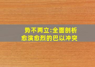 势不两立:全面剖析愈演愈烈的巴以冲突 