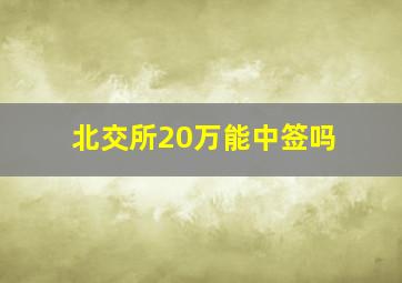 北交所20万能中签吗