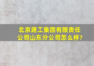 北京建工集团有限责任公司山东分公司怎么样?