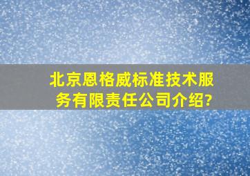 北京恩格威标准技术服务有限责任公司介绍?