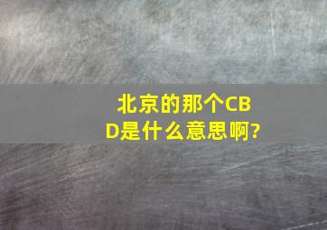 北京的那个CBD是什么意思啊?