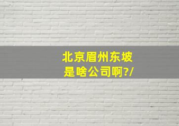 北京眉州东坡是啥公司啊?/