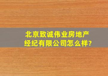 北京致诚伟业房地产经纪有限公司怎么样?