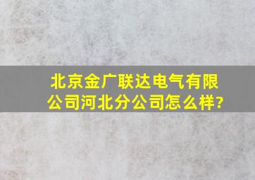 北京金广联达电气有限公司河北分公司怎么样?