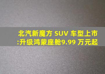 北汽新魔方 SUV 车型上市:升级鸿蒙座舱,9.99 万元起