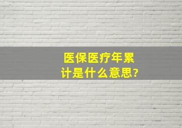 医保医疗年累计是什么意思?