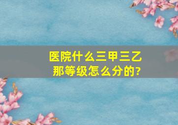 医院什么三甲三乙那等级怎么分的?