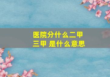 医院分什么二甲 三甲 是什么意思