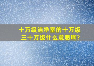 十万级洁净室的十万级,三十万级什么意思啊?