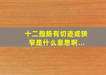 十二指肠有切迹或狭窄是什么意思啊...