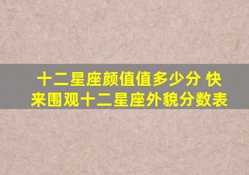 十二星座颜值值多少分 快来围观十二星座外貌分数表