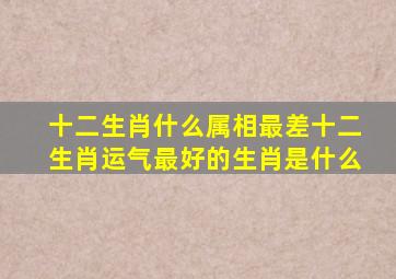 十二生肖什么属相最差,十二生肖运气最好的生肖是什么