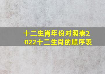 十二生肖年份对照表2022,十二生肖的顺序表