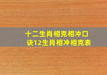 十二生肖相克相冲口诀,12生肖相冲相克表