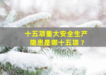 十五项重大安全生产隐患是哪十五项 ?