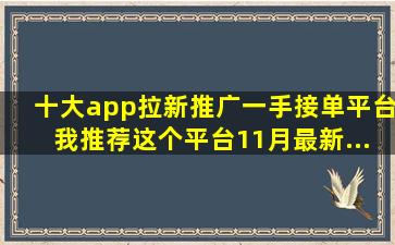 十大app拉新推广一手接单平台,我推荐这个平台,11月最新...