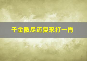 千金散尽还复来打一肖