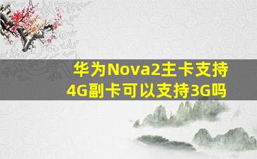 华为Nova2主卡支持4G副卡可以支持3G吗