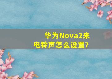 华为Nova2来电铃声怎么设置?