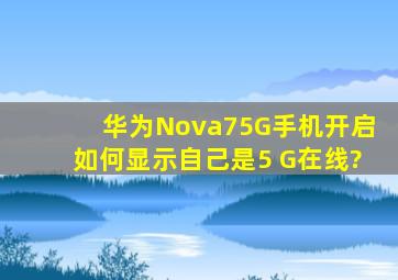 华为Nova75G手机开启如何显示自己是5 G在线?