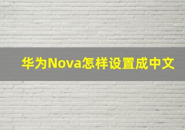 华为Nova怎样设置成中文