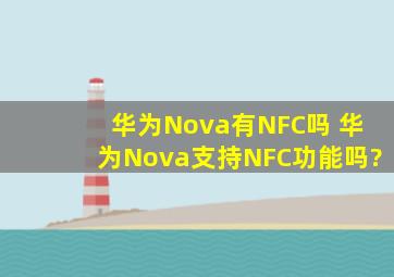 华为Nova有NFC吗 华为Nova支持NFC功能吗?
