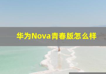 华为Nova青春版怎么样(