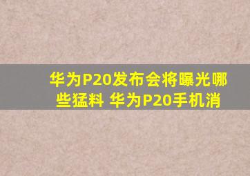 华为P20发布会将曝光哪些猛料 华为P20手机消