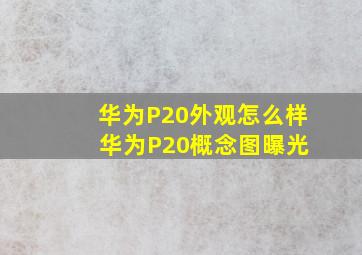 华为P20外观怎么样 华为P20概念图曝光